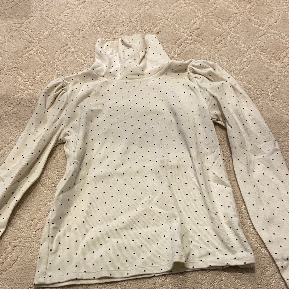 GAP White Polka Dot Long Sleeve Tee